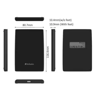 VERBATIM externý SSD 1TB Store 'n' Go Slim Portable USB 3.0, USB-A/USB-C, čierna