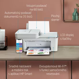 HP All-in-One Deskjet 4120e HP+ (A4, 8, 5/5, 5ppm, USB, Wi-Fi, BT, Print, Scan, Copy, ADF)