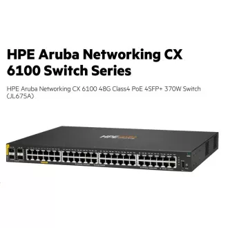 HPE Aruba Networking CX 6100 48G Class4 PoE 4SFP+ 370W Switch RENEW JL675A