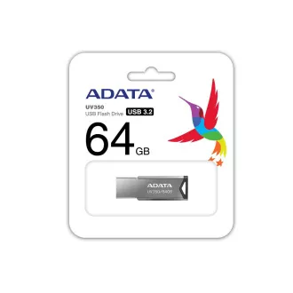 ADATA Flash Disk 64GB UV350, USB 3.2 Dash Drive, tmavo strieborná textúra kov ADATA Flash Disk 64GB UV350, USB 3.2 Dash Drive, tmavo strieborná textúra kov