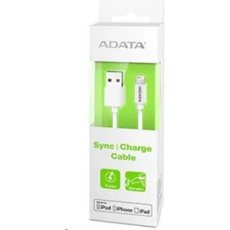ADATA Sync & Charge Lightning kábel - USB A 2.0, 100cm, plastový, biely ADATA Sync & Charge Lightning kábel - USB A 2.0, 100cm, plastový, biely