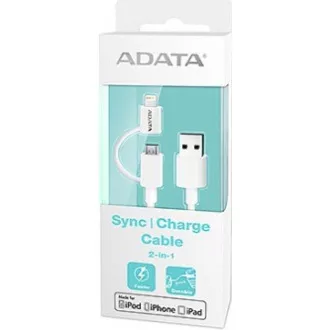 ADATA Sync & Charge Lightning kábel - USB A 2.0, 100cm, plastový, biely ADATA Sync & Charge Lightning kábel - USB A 2.0, 100cm, plastový, biely