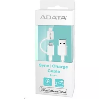 ADATA Sync & Charge Lightning kábel - USB A 2.0, 100cm, plastový, biely ADATA Sync & Charge Lightning kábel - USB A 2.0, 100cm, plastový, biely