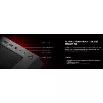 ADATA XPG case STARKER AIR Mid-Tower, bez zdroja, 1x 120mm + 1x 120mm ARGB, Čierna