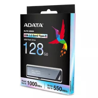 ADATA Flash Disk 128GB UE800, USB 3.2 USB-C, Elite drive, sivá