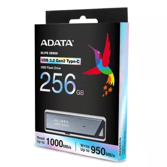 ADATA Flash Disk 256GB UE800, USB 3.2 USB-C, Elite drive, sivá