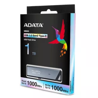 ADATA Flash Disk 1TB UE800, USB 3.2 USB-C, Elite drive, sivá