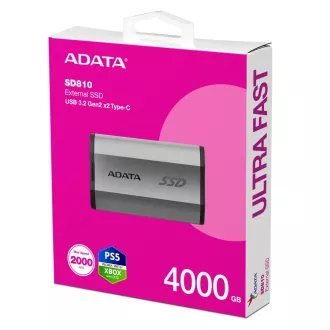 ADATA External SSD 4TB SD810 USB 3.2 USB-C, Strieborná