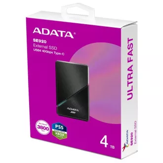 ADATA Externý SSD 4TB SE920, USB 4 Type-C, R: 3800/W: 3700MB/s, čierna