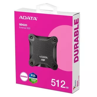 ADATA Externý SSD 512GB SD620, USB Micro-B, USB 3.2 Gen 2, R: 520/W: 460MB/s, čierna