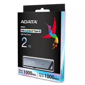 ADATA Flash Disk 2TB UE800, USB-C 3.2, R: 1000/W: 1000MB/s, strieborná