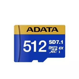 ADATA MicroSDXC 512GB karta Premier Extreme SD7.1, U3, C10, V30 (R:800/W:700 MB/s) ADATA MicroSDXC 512GB karta Premier Extreme SD7.1, U3, C10, V30 (R:800/W:700 MB/s)