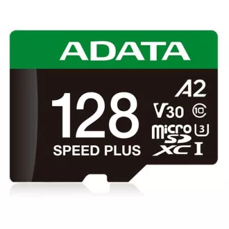 ADATA MicroSDXC karta 128 GB Speed Plus, U3, C10, A2, V30 (R: 180/W: 160 MB/s) + SD adaptér