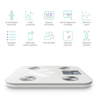 TrueLife FitScale W7 BT - Bioelektrická impedančná bluetooth váha - biela