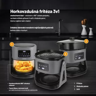 Lauben Glass&Grill Air Fryer 3in1 5500BG - teplovzdušná fritéza