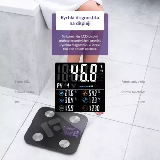 TrueLife FitScale W6 BT - Bioelektrická impedančná bluetooth váha - čierna