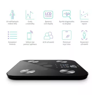 TrueLife FitScale W6 BT - Bioelektrická impedančná bluetooth váha - čierna