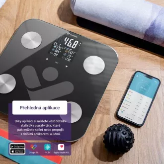 TrueLife FitScale W6 BT - Bioelektrická impedančná bluetooth váha - čierna