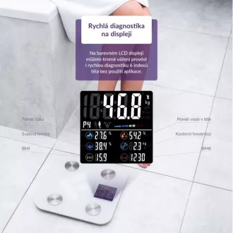 TrueLife FitShape S6 BT - Bioelektrická impedančná bluetooth váha - biela