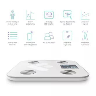 TrueLife FitShape S6 BT - Bioelektrická impedančná bluetooth váha - biela