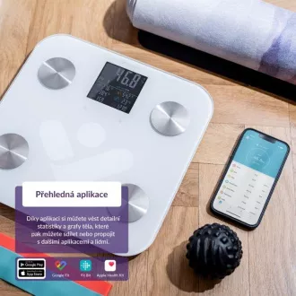 TrueLife FitShape S6 BT - Bioelektrická impedančná bluetooth váha - biela