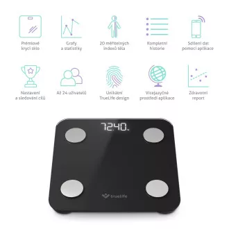 TrueLife FitScale W1 BT Black - bioelektrická impedančná bluetooth váha