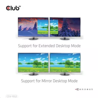 Club3D hub MST (Multi Stream Transport) USB3.2 Gen2 Type-C (DP Alt-Mode) na DisplayPort + HDMI 4K60Hz (M/F)