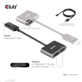 Club3D hub MST (Multi Stream Transport) DisplayPort 1.4 na DisplayPort + HDMI 4K60Hz (M/F) Club3D hub MST (Multi Stream Transport) DisplayPort 1.4 na DisplayPort + HDMI 4K60Hz (M/F)