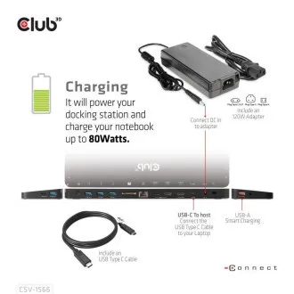 Club3D Dokovacia stanica USB-C 12v1, 1xDP, 2xHDMI, 1xUSB-C, 5xUSB, 1xRJ45, 1x3.5mm, čítačka SD kariet, čierna Club3D Dokovacia stanica USB-C 12v1, 1xDP, 2xHDMI, 1xUSB-C, 5xUSB, 1xRJ45, 1x3.5mm, čítačka SD kariet, čierna