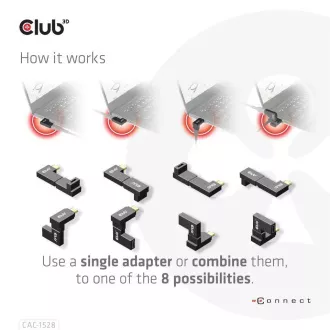 Club3D set adapter USB-C Gen2 angled adapter set of 2, 4K120Hz, 240W, (M/F)