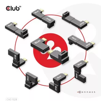 Club3D set adapter USB-C Gen2 angled adapter set of 2, 4K120Hz, 240W, (M/F)