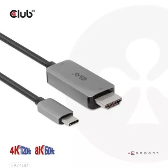 Club3D kábel USB-C na HDMI, 4K120Hz 8K60Hz HDR10 s DSC1.2, Aktívny kábel, M/M, 3m Club3D kábel USB-C na HDMI, 4K120Hz 8K60Hz HDR10 s DSC1.2, Aktívny kábel, M/M, 3m