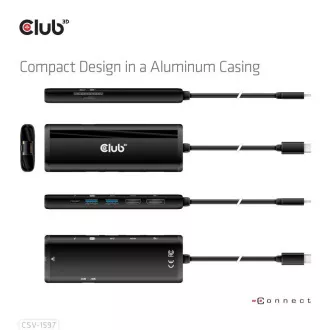 Club 3D Dokovacia stanica USB-C 8v1, 1xDP, 1xHDMI, 1xUSB-C PD100W, 2xUSB, čítačka SD kariet, sivá