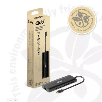 Club 3D Dokovacia stanica USB-C 8v1, 1xDP, 1xHDMI, 1xUSB-C PD100W, 2xUSB, čítačka SD kariet, sivá