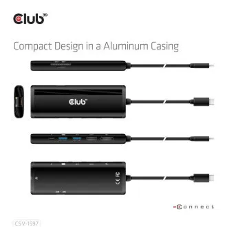 Club 3D Dokovacia stanica USB-C 8v1, 1xDP, 1xHDMI, 1xUSB-C PD100W, 2xUSB, čítačka SD kariet, sivá Club 3D Dokovacia stanica USB-C 8v1, 1xDP, 1xHDMI, 1xUSB-C PD100W, 2xUSB, čítačka SD kariet, sivá