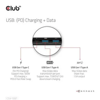 Club 3D Dokovacia stanica USB-C 8v1, 1xDP, 1xHDMI, 1xUSB-C PD100W, 2xUSB, čítačka SD kariet, sivá Club 3D Dokovacia stanica USB-C 8v1, 1xDP, 1xHDMI, 1xUSB-C PD100W, 2xUSB, čítačka SD kariet, sivá