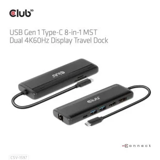 Club 3D Dokovacia stanica USB-C 8v1, 1xDP, 1xHDMI, 1xUSB-C PD100W, 2xUSB, čítačka SD kariet, sivá Club 3D Dokovacia stanica USB-C 8v1, 1xDP, 1xHDMI, 1xUSB-C PD100W, 2xUSB, čítačka SD kariet, sivá