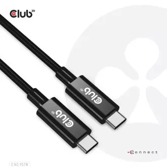 Club3D Kábel USB4 Gen3x2 Type-C Obojstranný kábel 8K60Hz, Data 40 Gbps, PD 240W(48V/5A) EPR M/M 2m