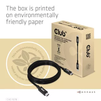 Club3D Kábel USB4 Gen3x2 Type-C Obojstranný kábel 8K60Hz, Data 40 Gbps, PD 240W(48V/5A) EPR M/M 2m