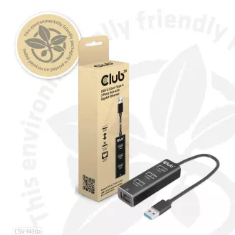 Club3D Rozbočovač, USB-A 3.2 Gen1 na 3x USB 3.1, Gigabit Ethernet