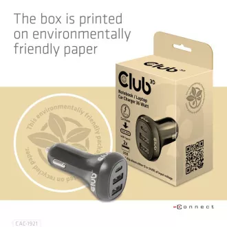 Club3D Auto nabíjačka pre Notebooky 36W, 3 porty (2xUSB-A + USB-C)