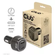 Club3D Auto nabíjačka pre Notebooky 63W, 2 porty (USB-A + USB-C)
