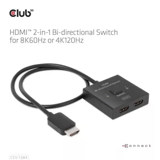 Club3D Switch, HDMI na 2xHDMI Obojstranný 2v1, 8K60Hz, 4K120Hz