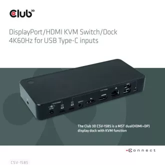 Club3D Dokovacia stanica USB-C 10v1, 1xDP, 1xHDMI, 3xUSB-C, 3xUSB, 1xRJ45, 1x3.5mm, čierna