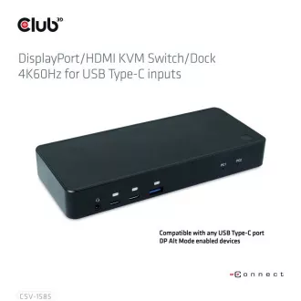Club3D Dokovacia stanica USB-C 10v1, 1xDP, 1xHDMI, 3xUSB-C, 3xUSB, 1xRJ45, 1x3.5mm, čierna