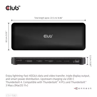 Club3D Dokovacia stanica USB-C 12v1, 1xDP, 1xHDMI, 2xUSB-C, 4xUSB, 1xRJ45, čierna