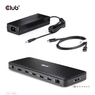 Club3D Dokovacia stanica USB-C 12v1, 1xDP, 1xHDMI, 2xUSB-C, 4xUSB, 1xRJ45, čierna