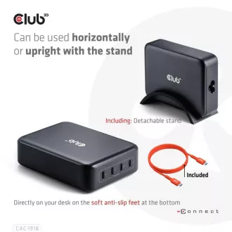 Club3D cestovná nabíjačka 240W GaN technológia, 4xUSB-C, PPS + PD 3.1 Support