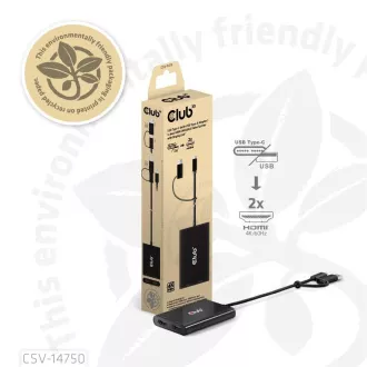 Club3D Video rozbočovač USB-C/A na 2x HDMI 2.0, Dual Monitor, 4K60Hz (M/F)