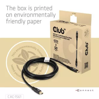Club3D Kábel USB-C na MiniDisplayPort 2.1, 8K30Hz, DSC1.2, UHBR10, 2m